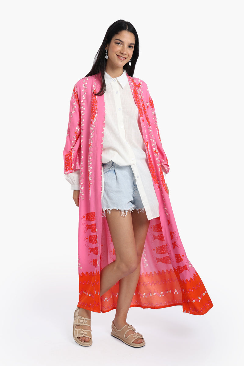 كيمونو كارينا منقوش بتصميم سمك 57072