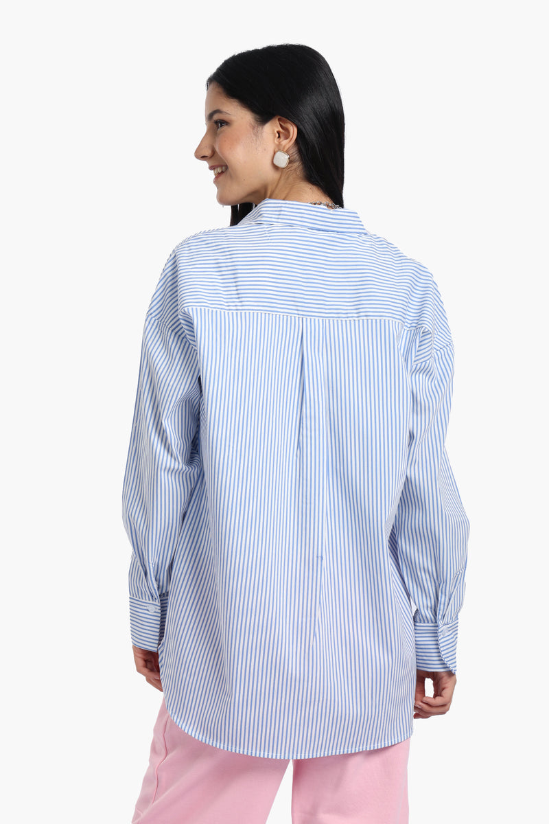 قميص كارينا بوبلين مخطط - أزرق 57131