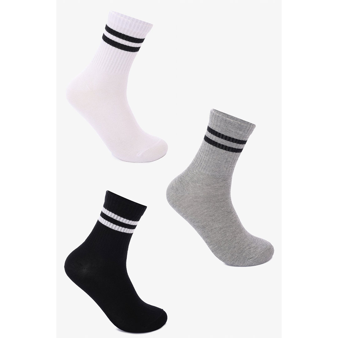 شرابات مخططة متباينة الألوان - 3 أزواج