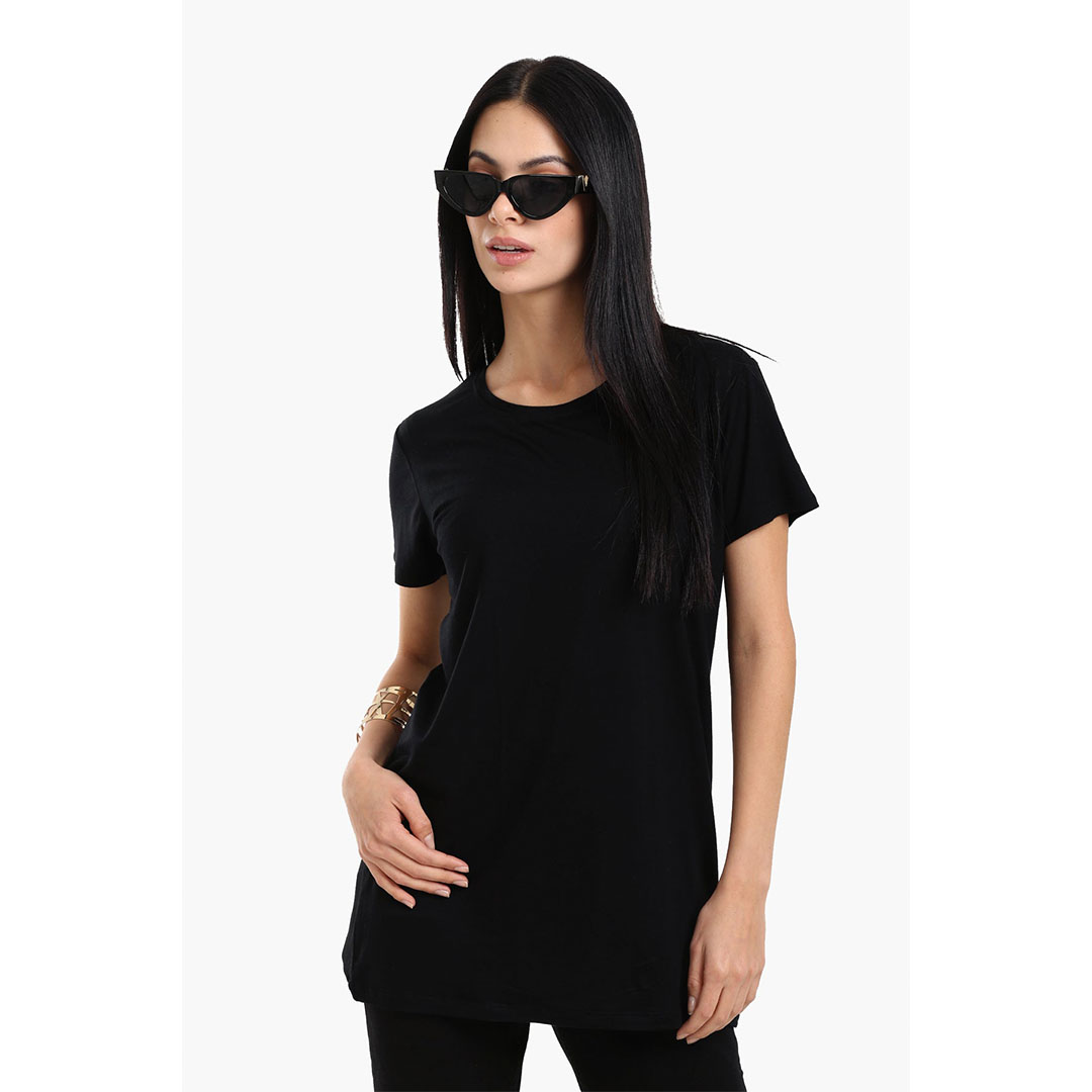 تي شيرت فيسكوز أساسي نصف كم حريمي