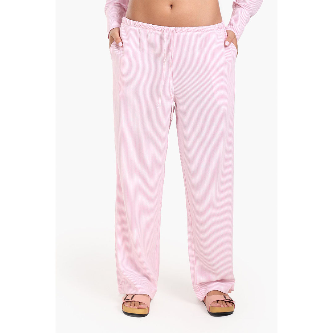 بنطلون مخطط بخصر مطاطي حريمي - روز