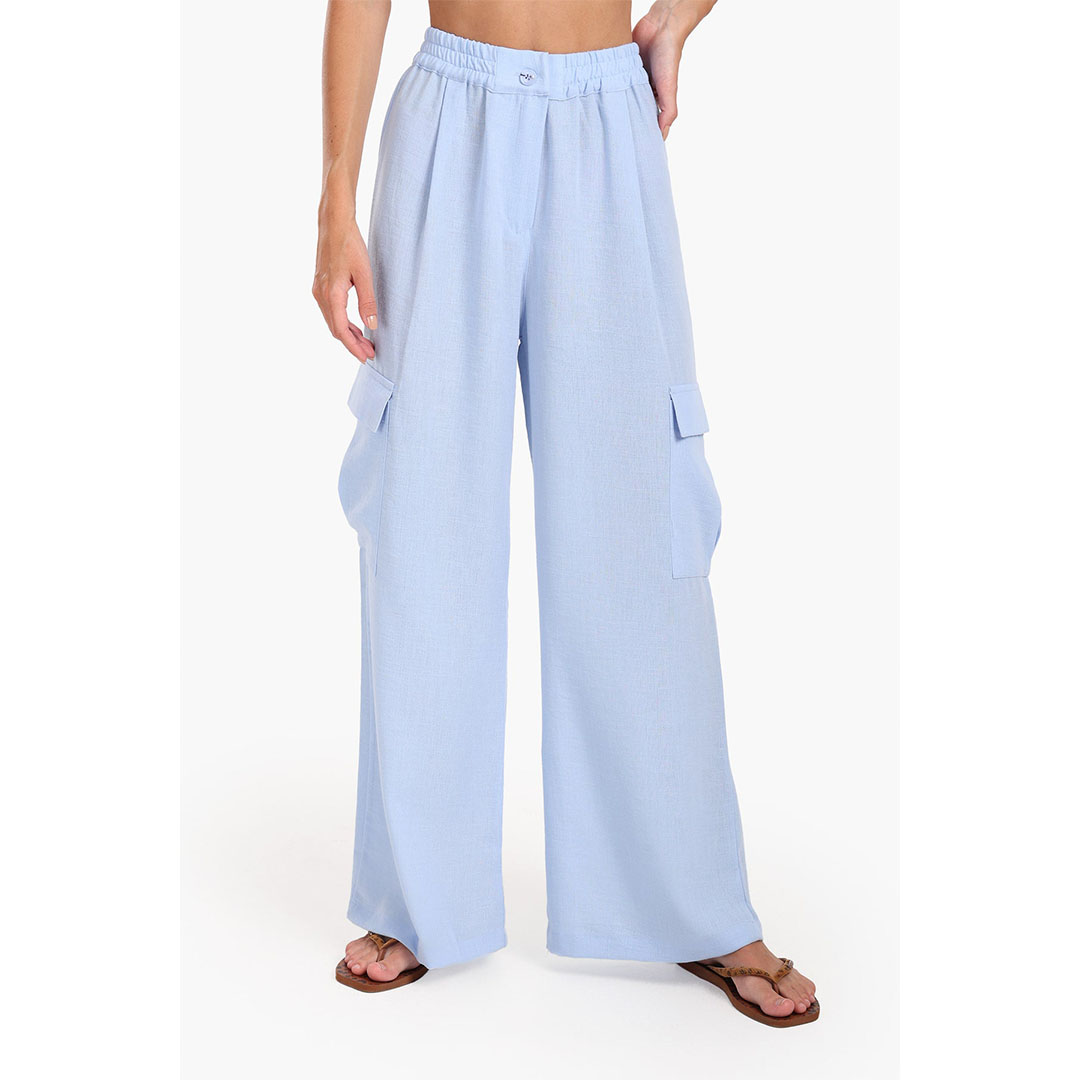 بنطلون كارجو مريح للاسترخاء حريمي - أزرق فاتح