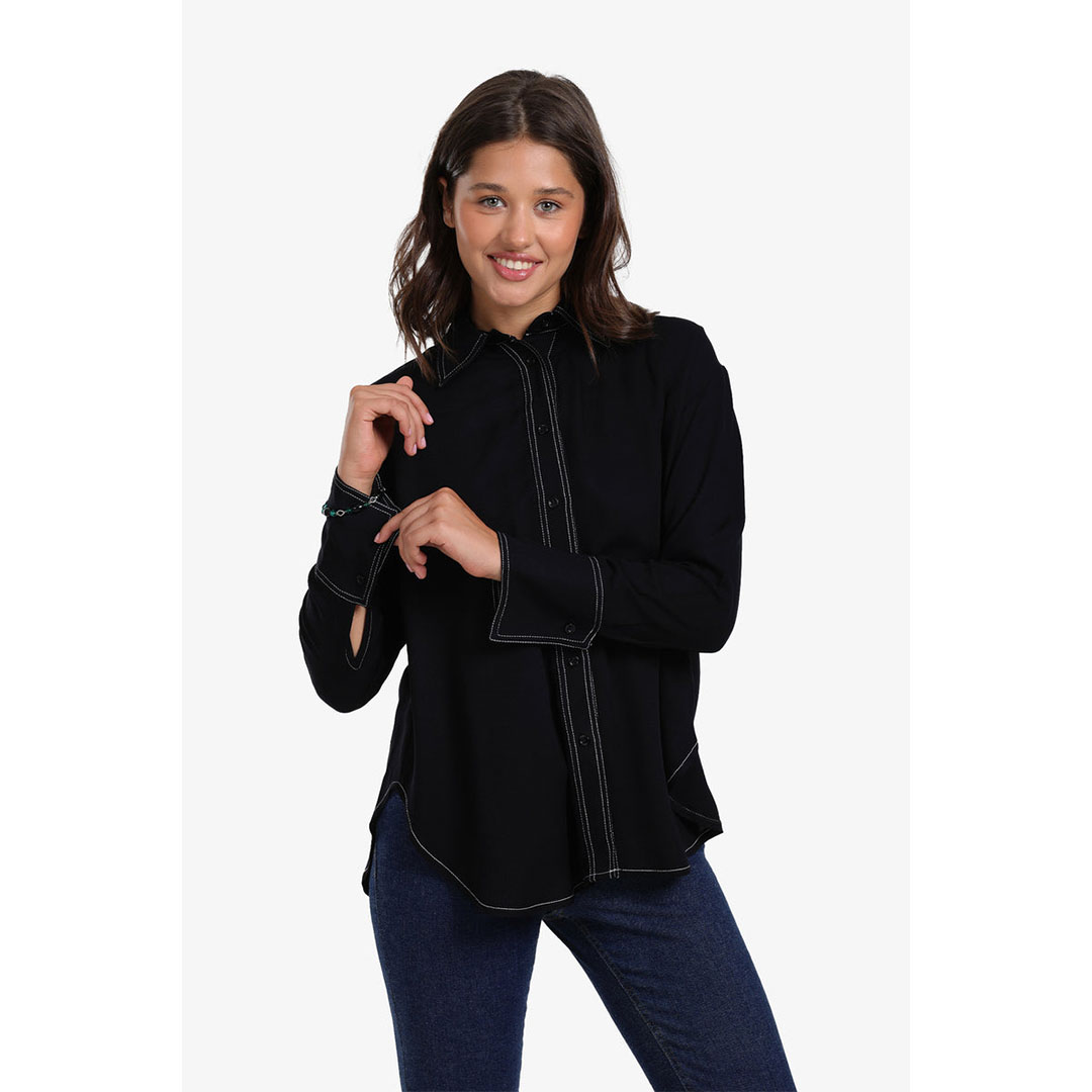 قميص بخياطة متباينة حريمي