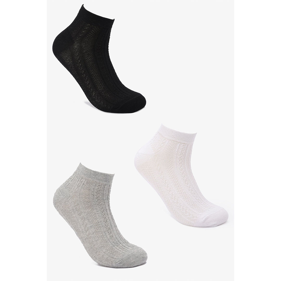 شرابات قطنية مزخرفة - 3 أزواج