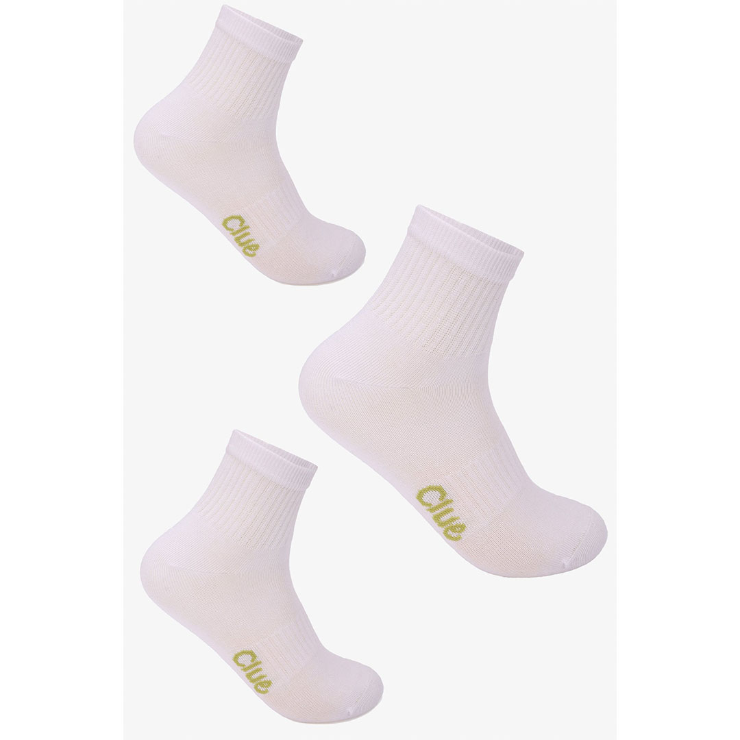 شرابات يومية مضلعة - 3 أزواج - أبيض