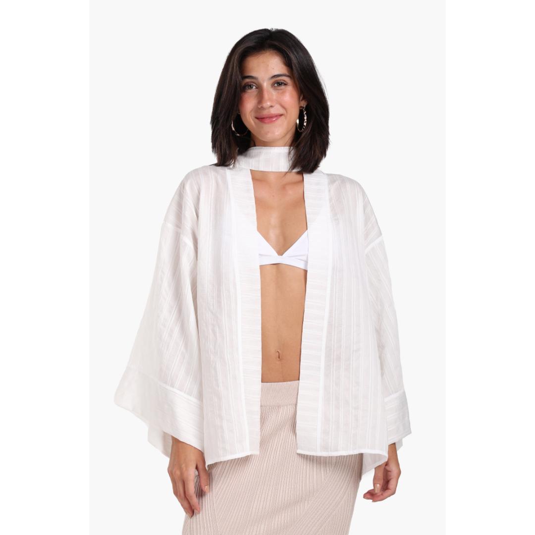 كيمونو مخطط مفتوح من الأمام حريمي - 18149