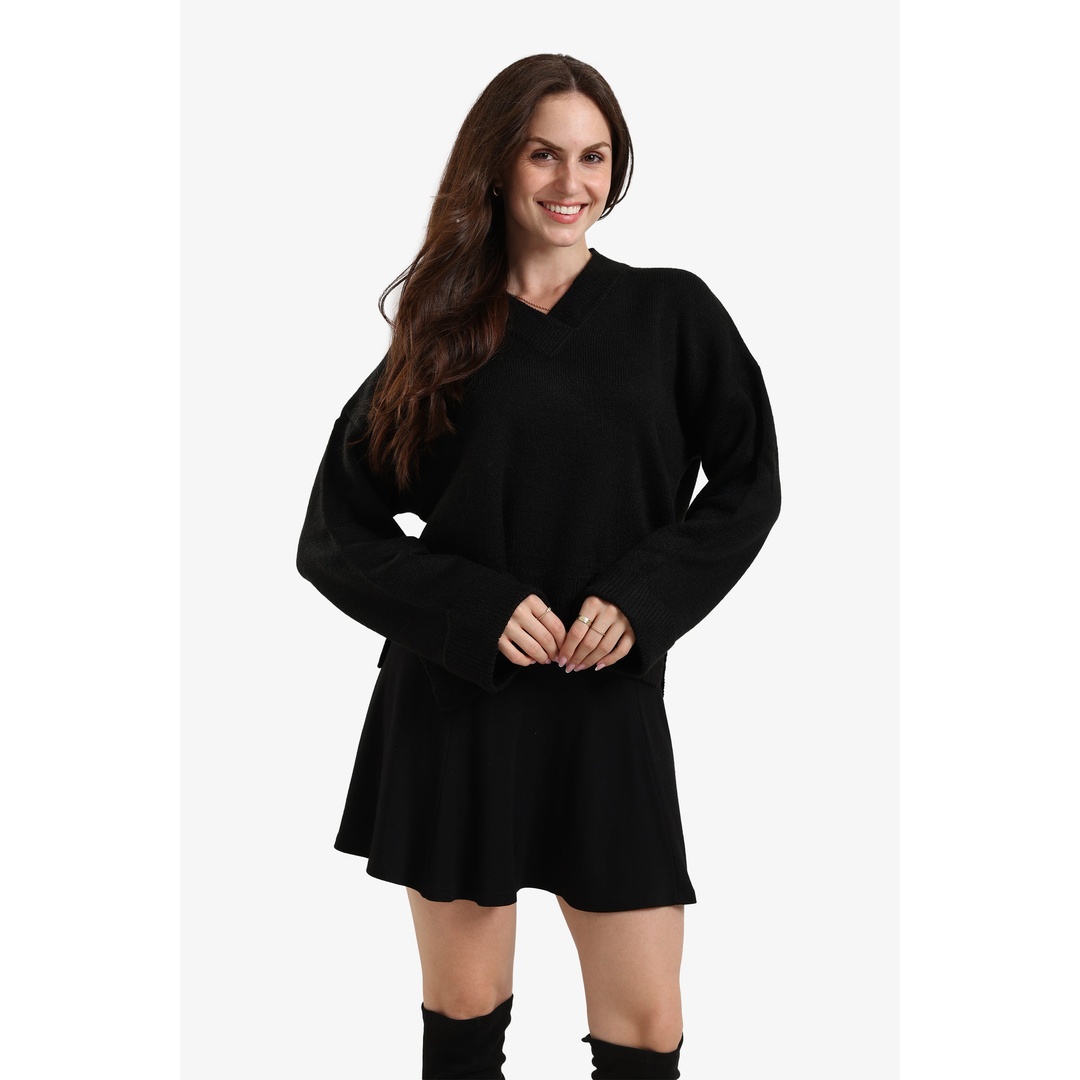 بلوفر صوف بحافة مطوية - 18172