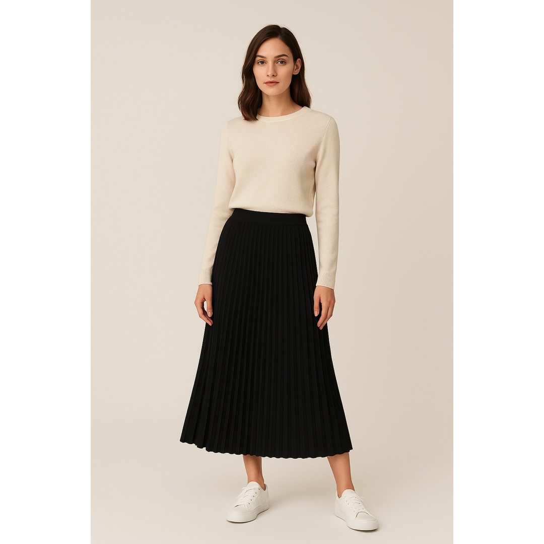 جيبة ضيقة مضلعة - أسود - 18212