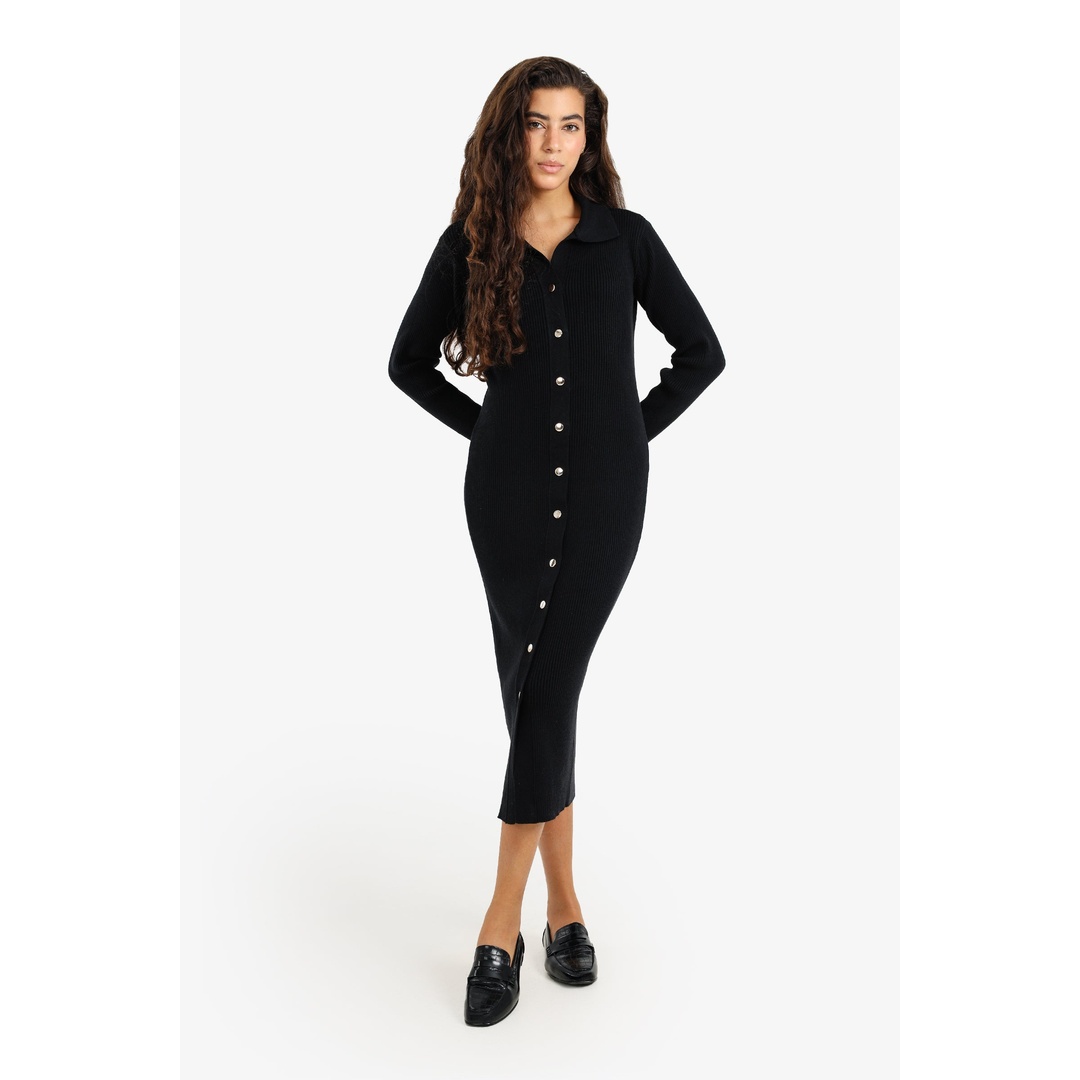 فستان ميدي بأزرار أمامية - 18240