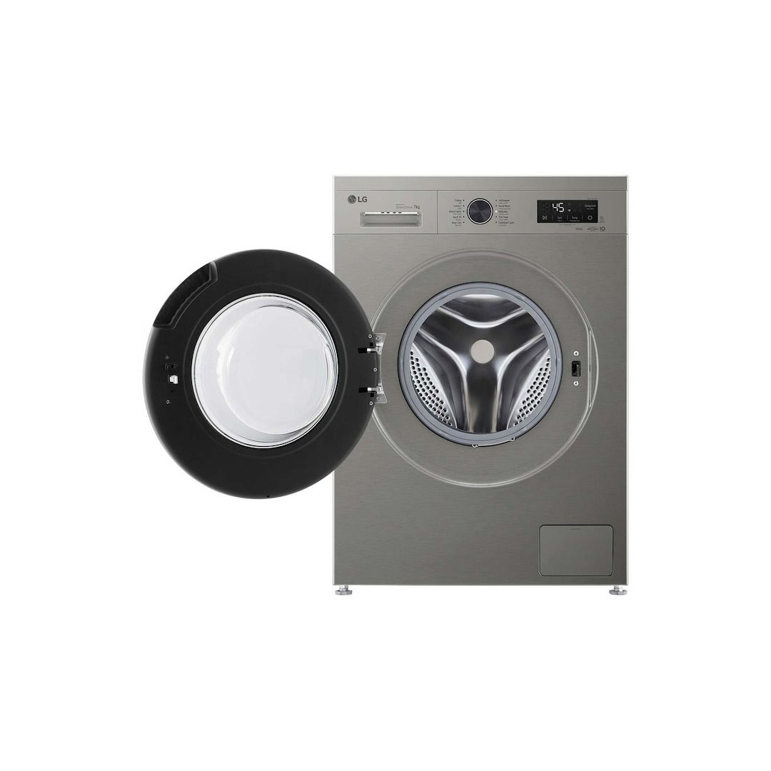 غسالة ملابس إل جي تحميل أمامي واي فاي انفرتر - 7 كجم - فضي بلاتيني - F4Y2QYG6P