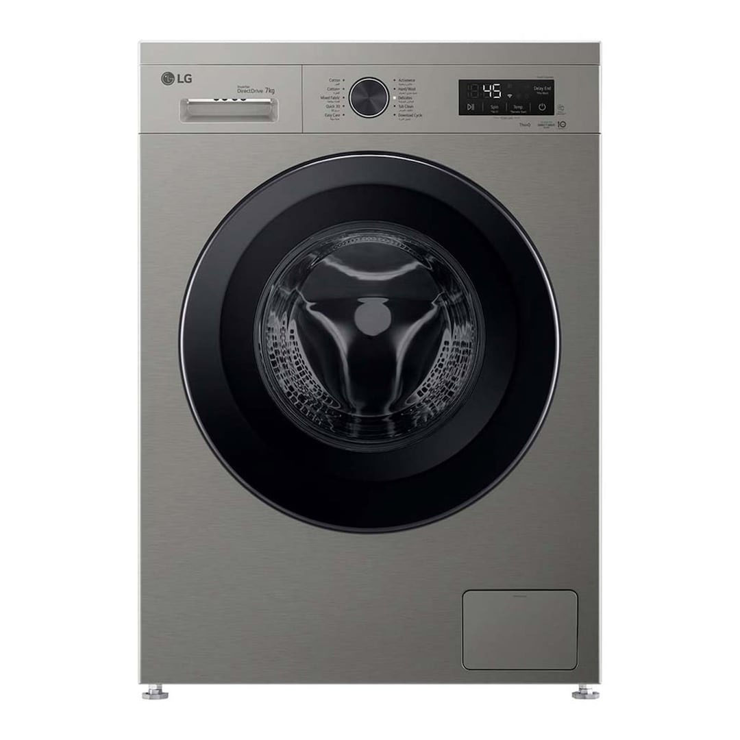 غسالة ملابس إل جي تحميل أمامي واي فاي انفرتر - 7 كجم - فضي بلاتيني - F4Y2QYG6P