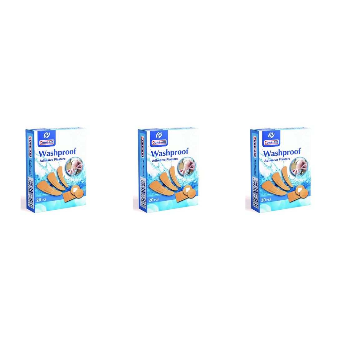 ضمادة لاصقة مقاومة للغسل والماء من كيور إيد - 20 قطعة - 2 قطعة + قطعة هدية