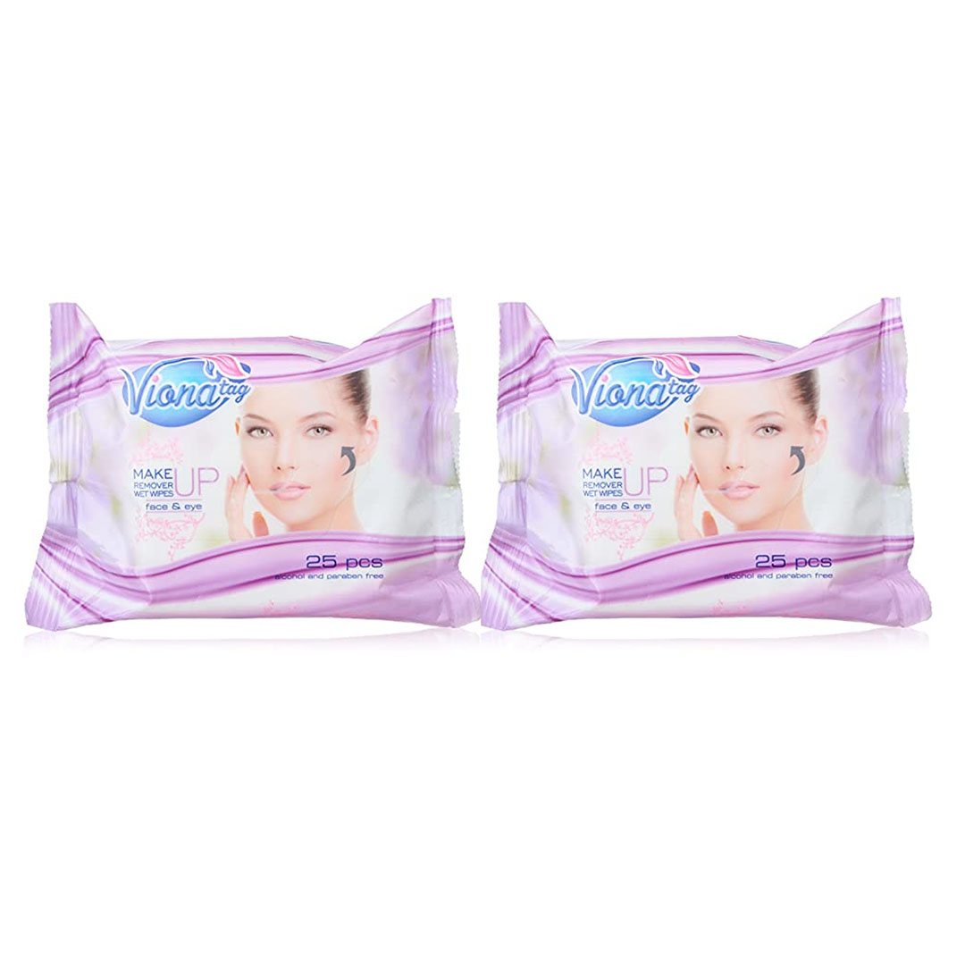 مناديل فيونا لإزالة المكياج - 25 منديل - 2 قطعة