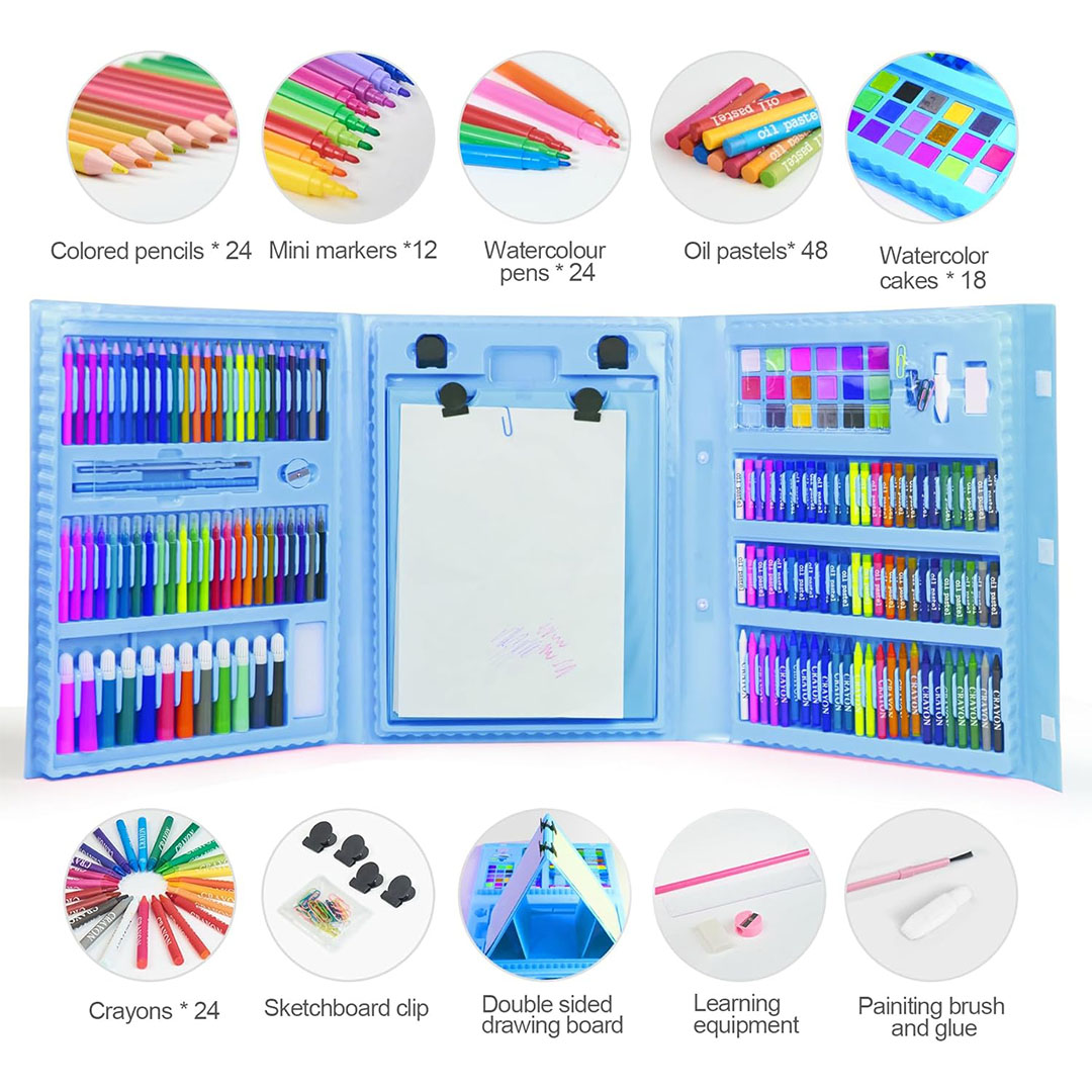 مجموعة رسم وتلوين فاخرة - 208 قطعة
