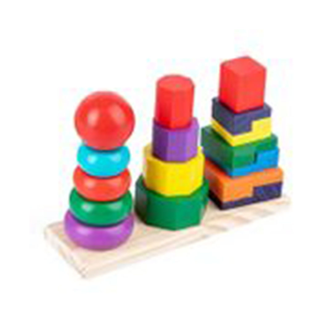 ألعاب البناء الخشبية التعليمية وأشكال هندسية برج قوس قزح