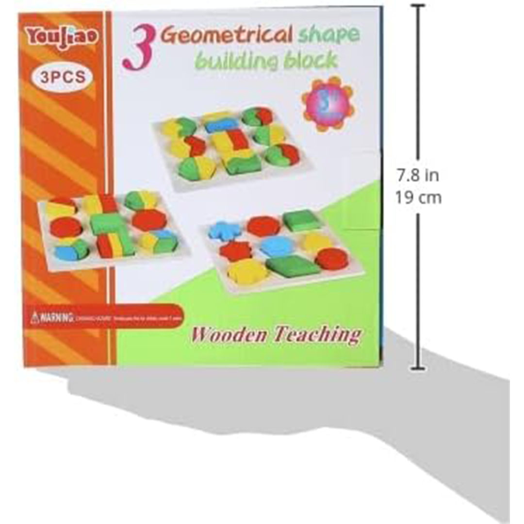 مجموعة بازل هندسية قطع كبيرة.- 3 بازل