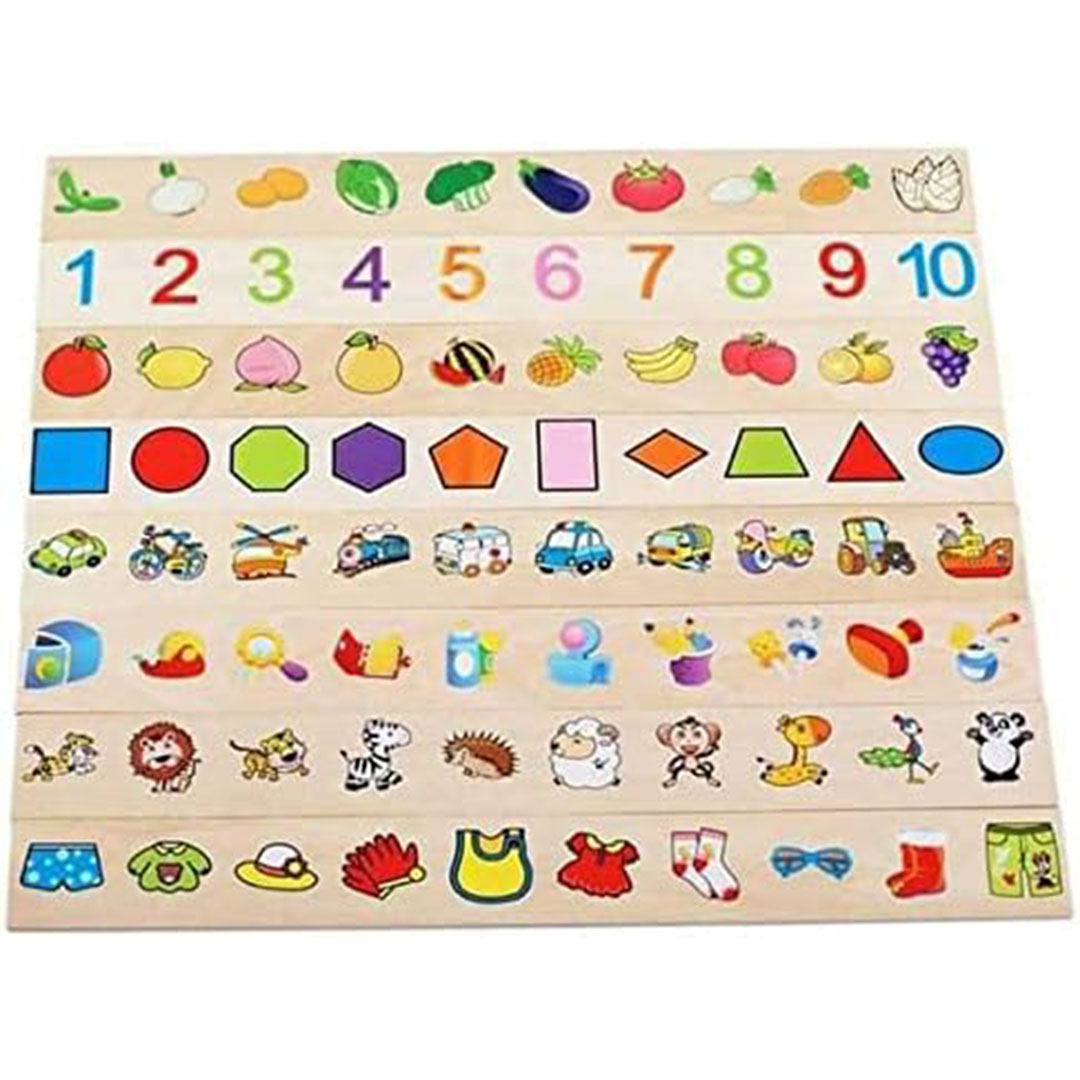 صندوق مطابقة البطاقات الخشبية للتعليم المبكر والنطق والتخاطب - 80 بطاقة