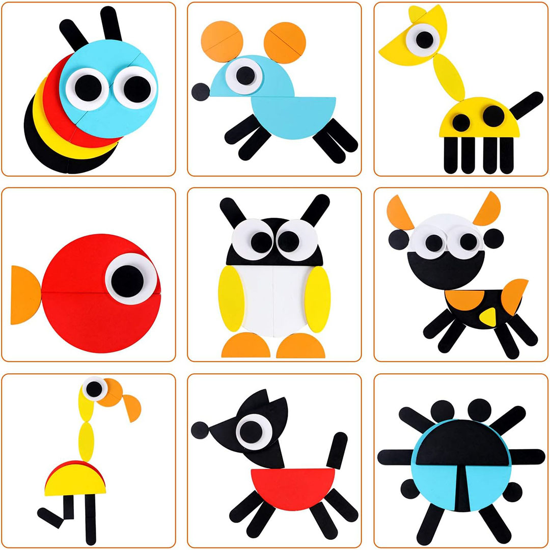 مكعبات بازل خشبية بأشكال هندسية مع 24 بطاقة - 130 قطعة