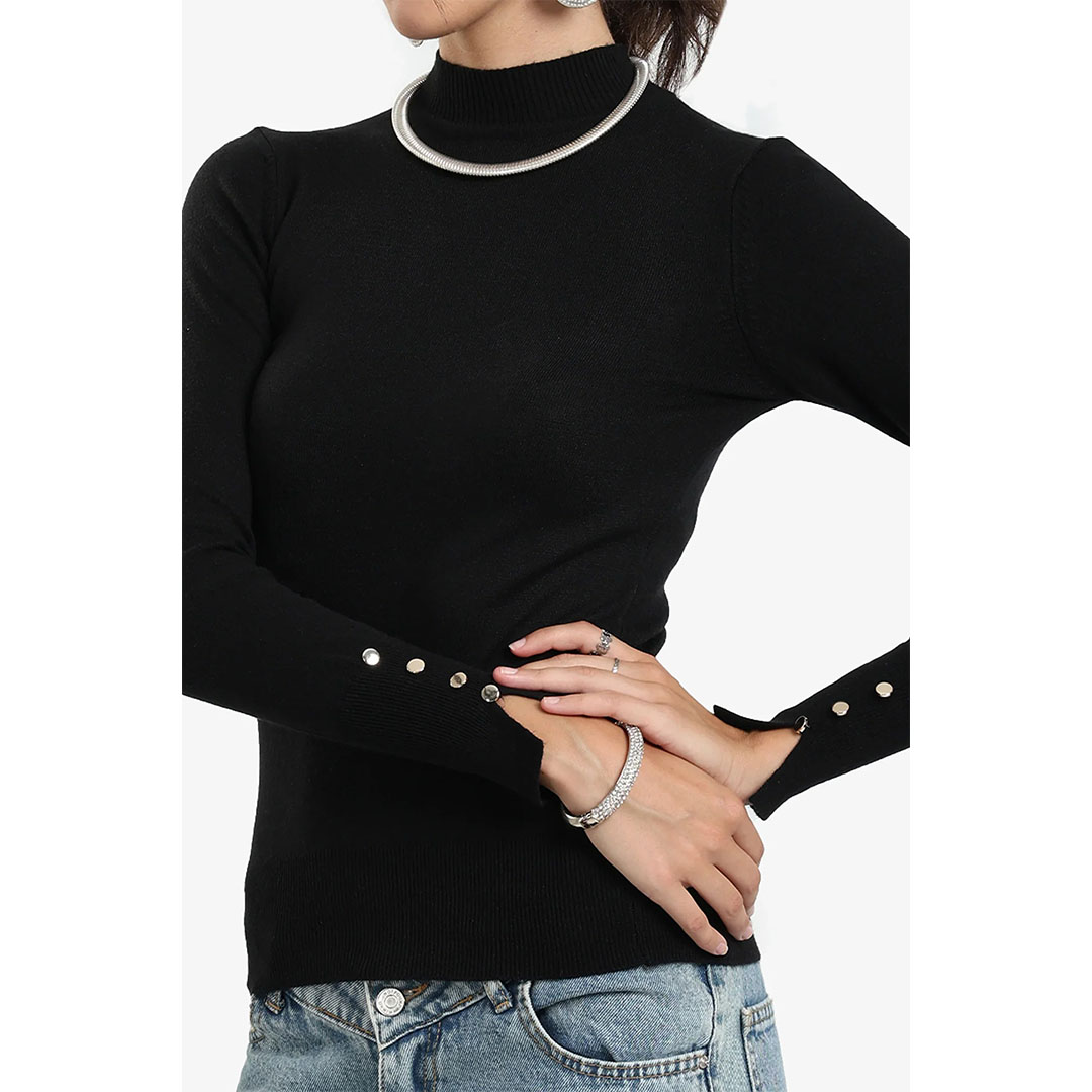 بلوفر أساسي برقبة دائرية حريمي 57354