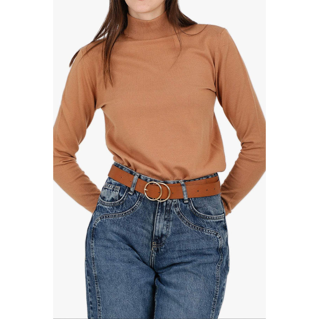 بلوفر بقصة سليم ورقبة عالية من كارينا 57782