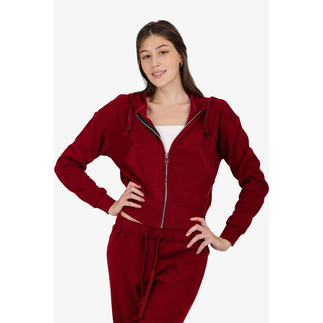 سويت شيرت بغطاء رأس ومضلع حريمي 57808