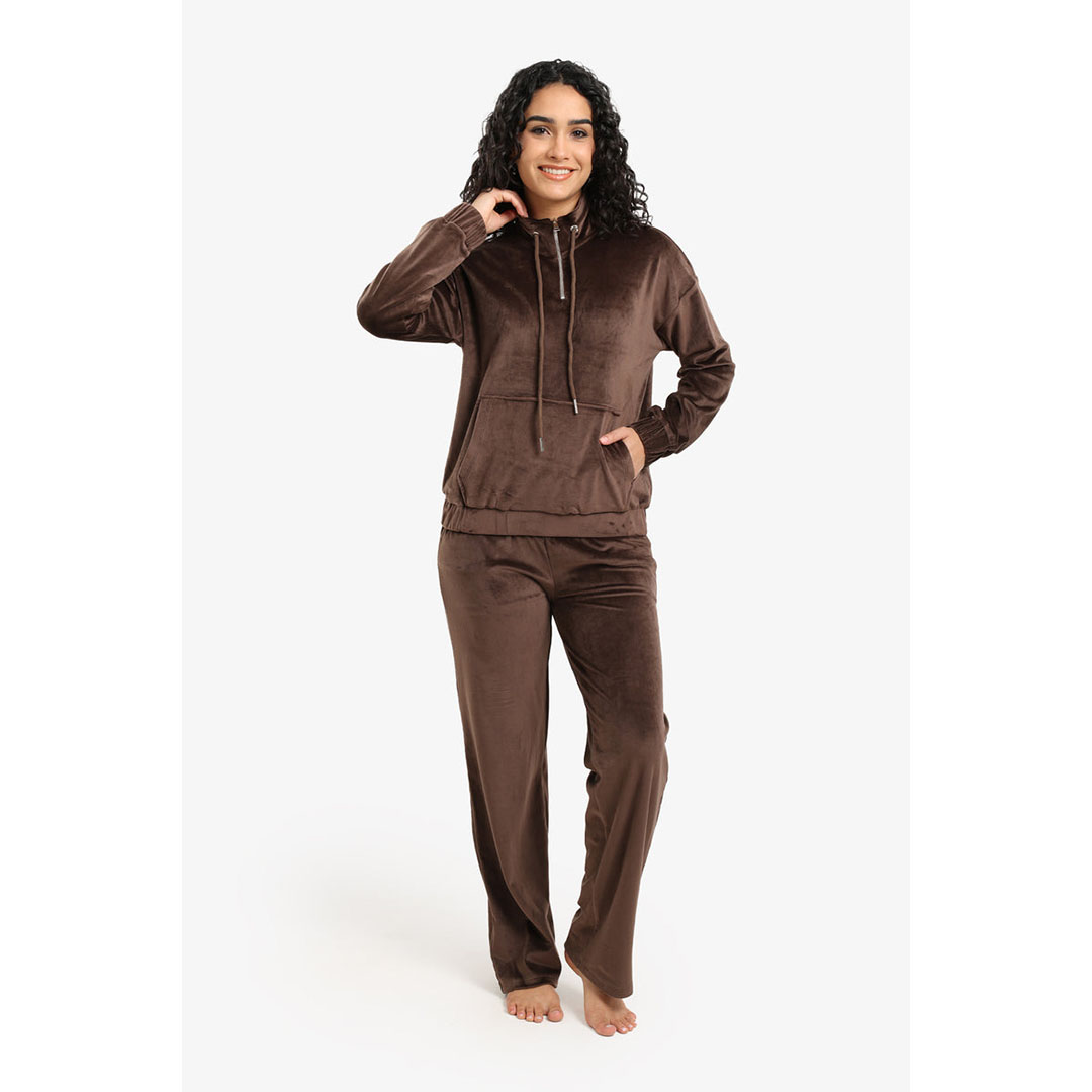 كارينا بيجامة مخملي برقبة عالية 57845