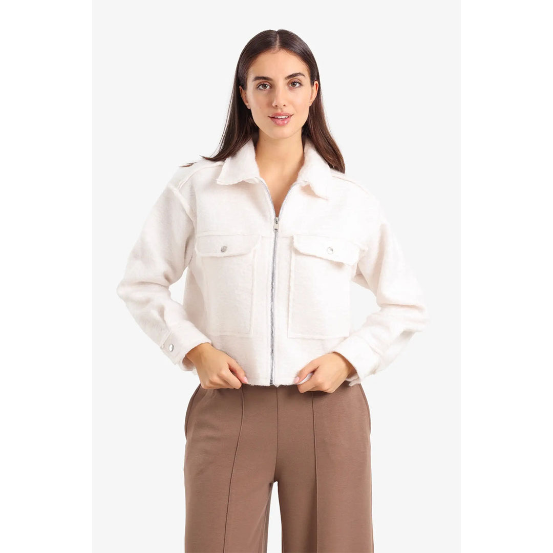 جاكيت قصير من الصوف بسحاب حريمي 58022