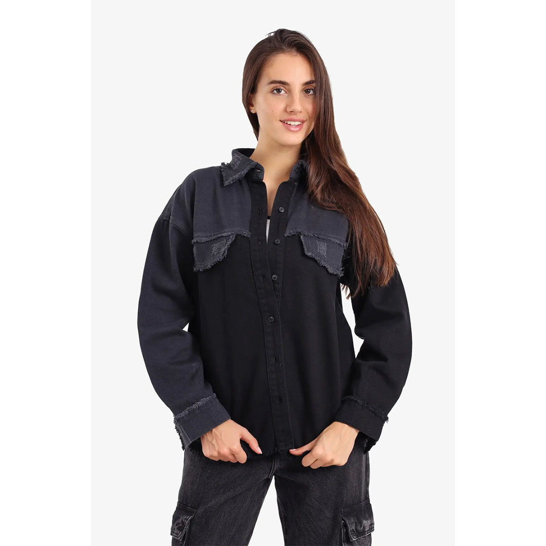 قميص جينز ثنائي اللون حريمي 58030