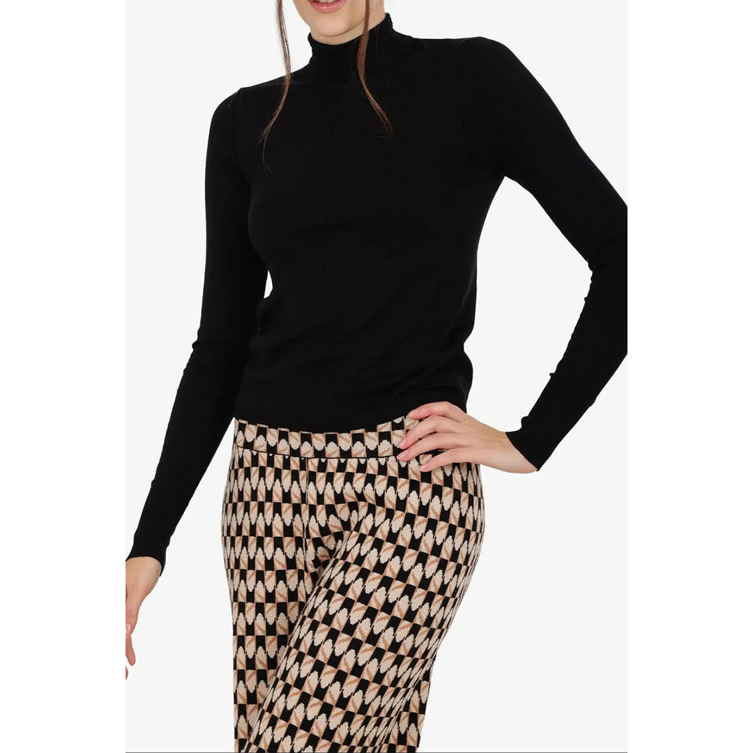 بلوزة رفيعة برقبة مرتفعة حريمي 57509