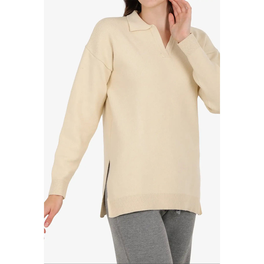 بلوفر مريح بفتحة جانبية حريمي من كارينا 57688