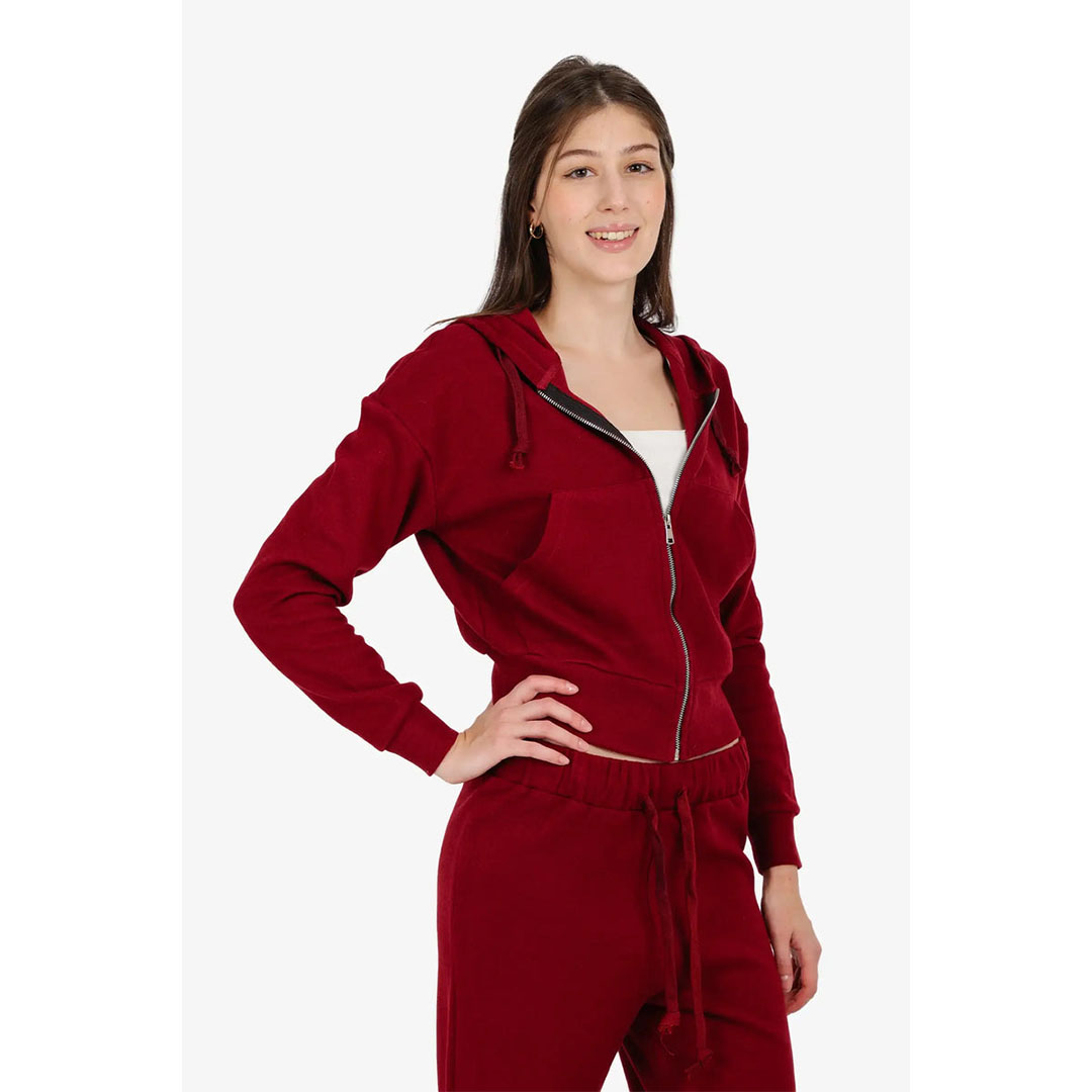 سويت شيرت بغطاء رأس ومضلع حريمي 57808