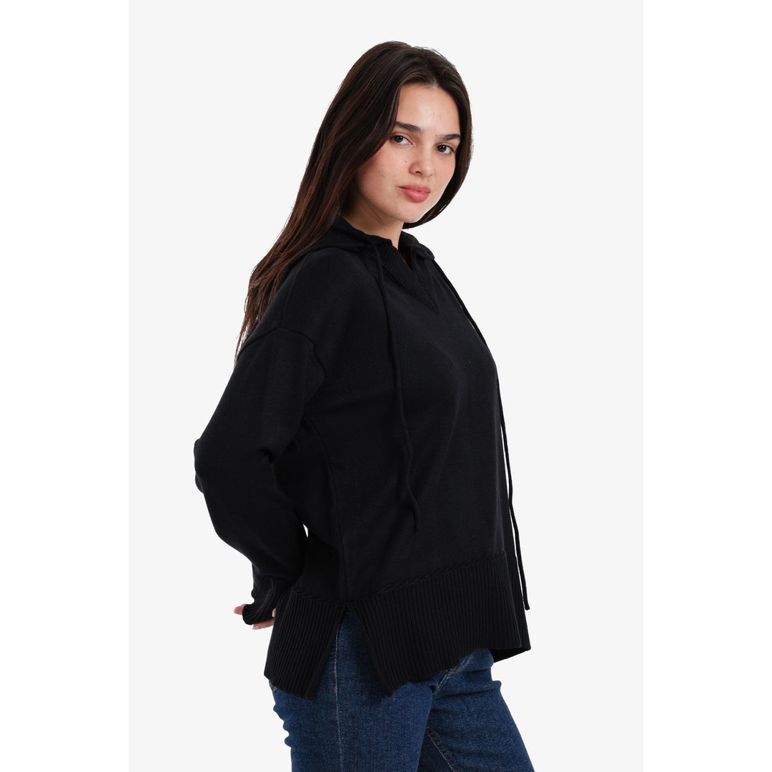 هودي مريح بياقة على شكل حرف V مضلع - 57917