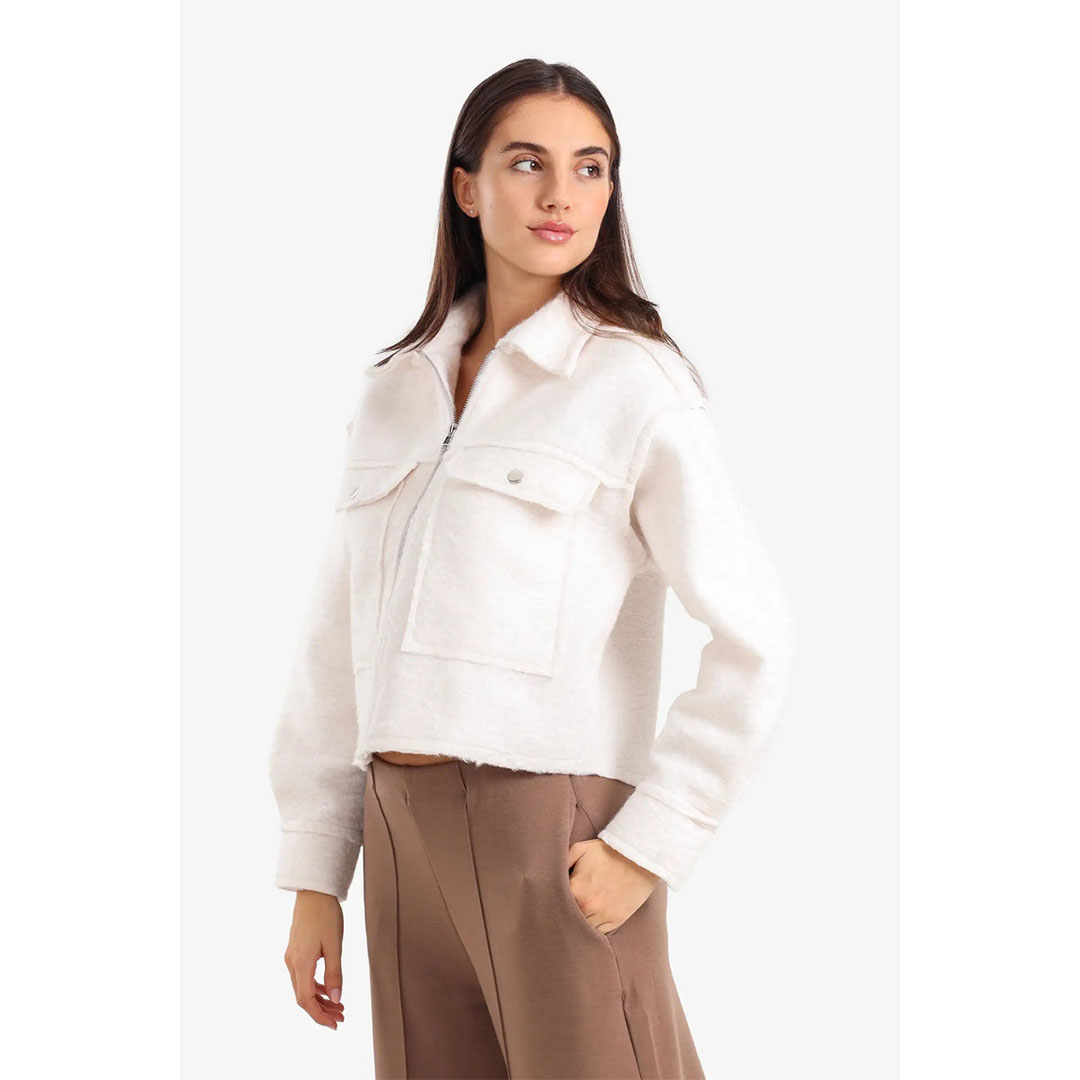 جاكيت قصير من الصوف بسحاب حريمي 58022