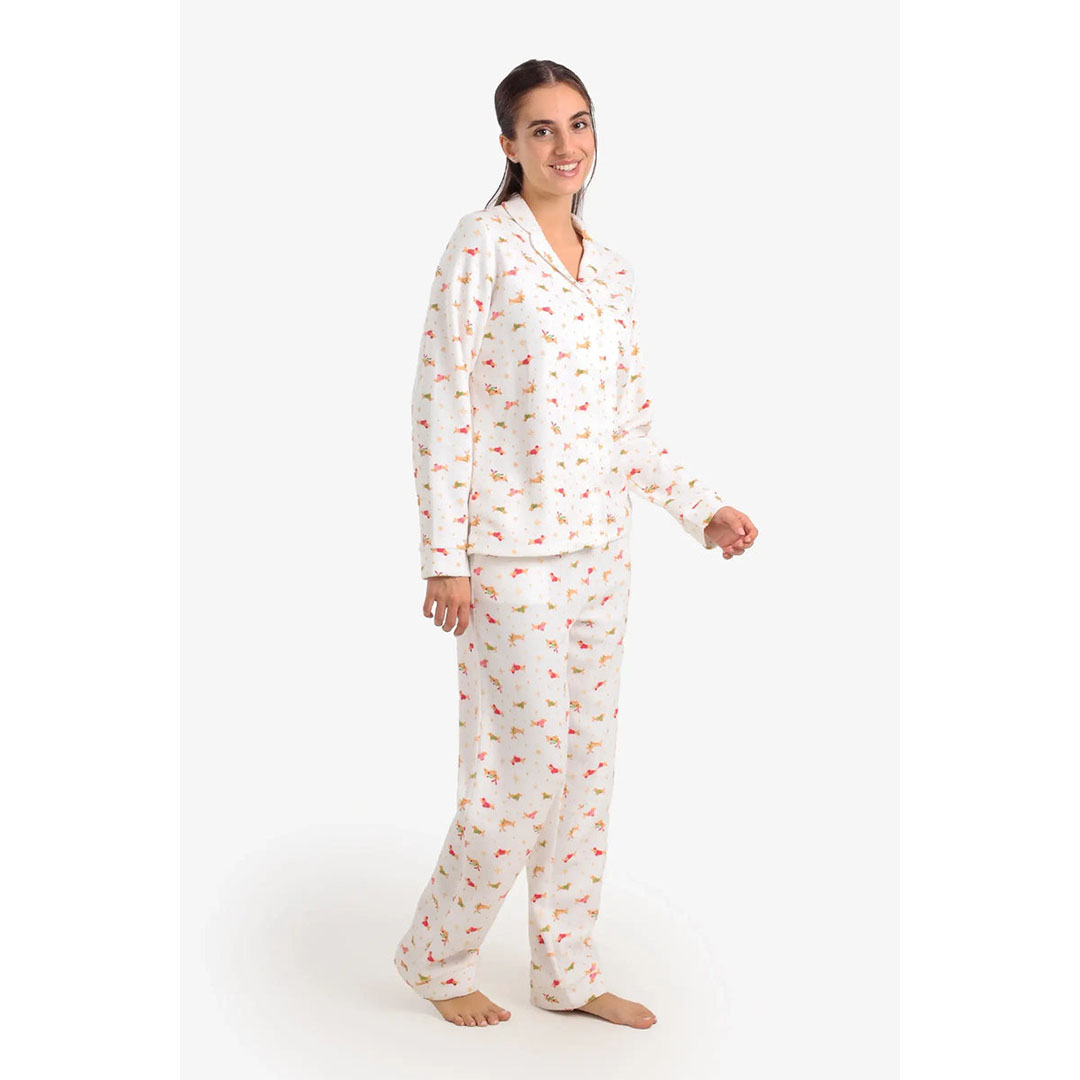 طقم بيجامة مطبوع عليه عيد الميلاد حريمي 58043