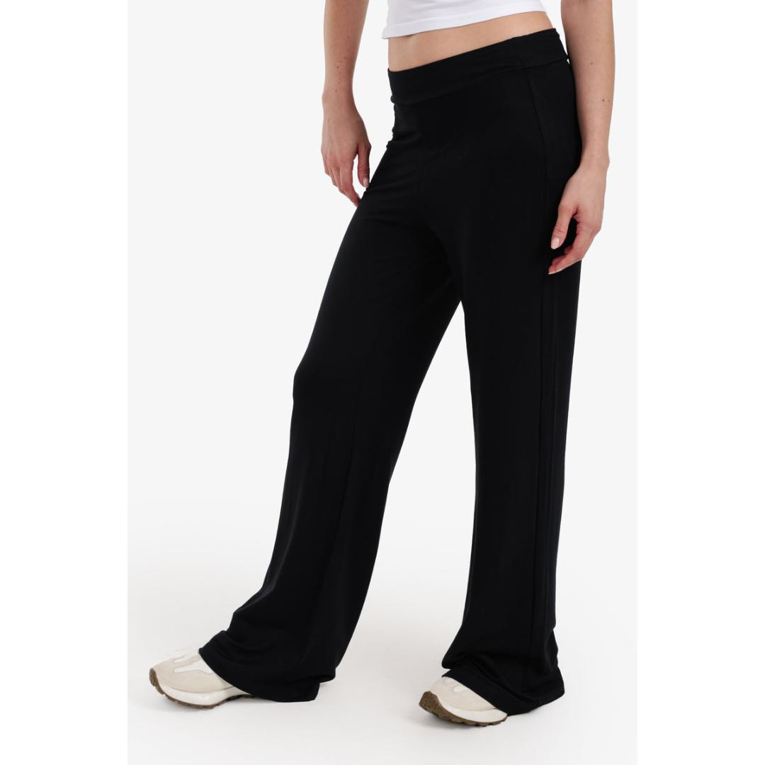 بنطلون قطن واسع الساقين بخصر عالي - 58354