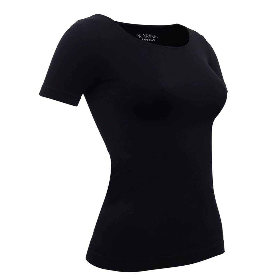 كارينا كوكيز توب حريمي بأكمام قصيرة ميكروفايبر