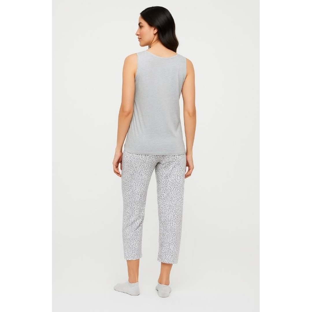 كارينا كوكيز بيجاما حريمي بدون كم و بنطلون - رمادي