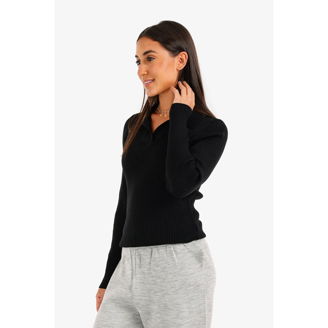 كارينا بلوفر تريكو مضلع مع ياقة حريمي 57528