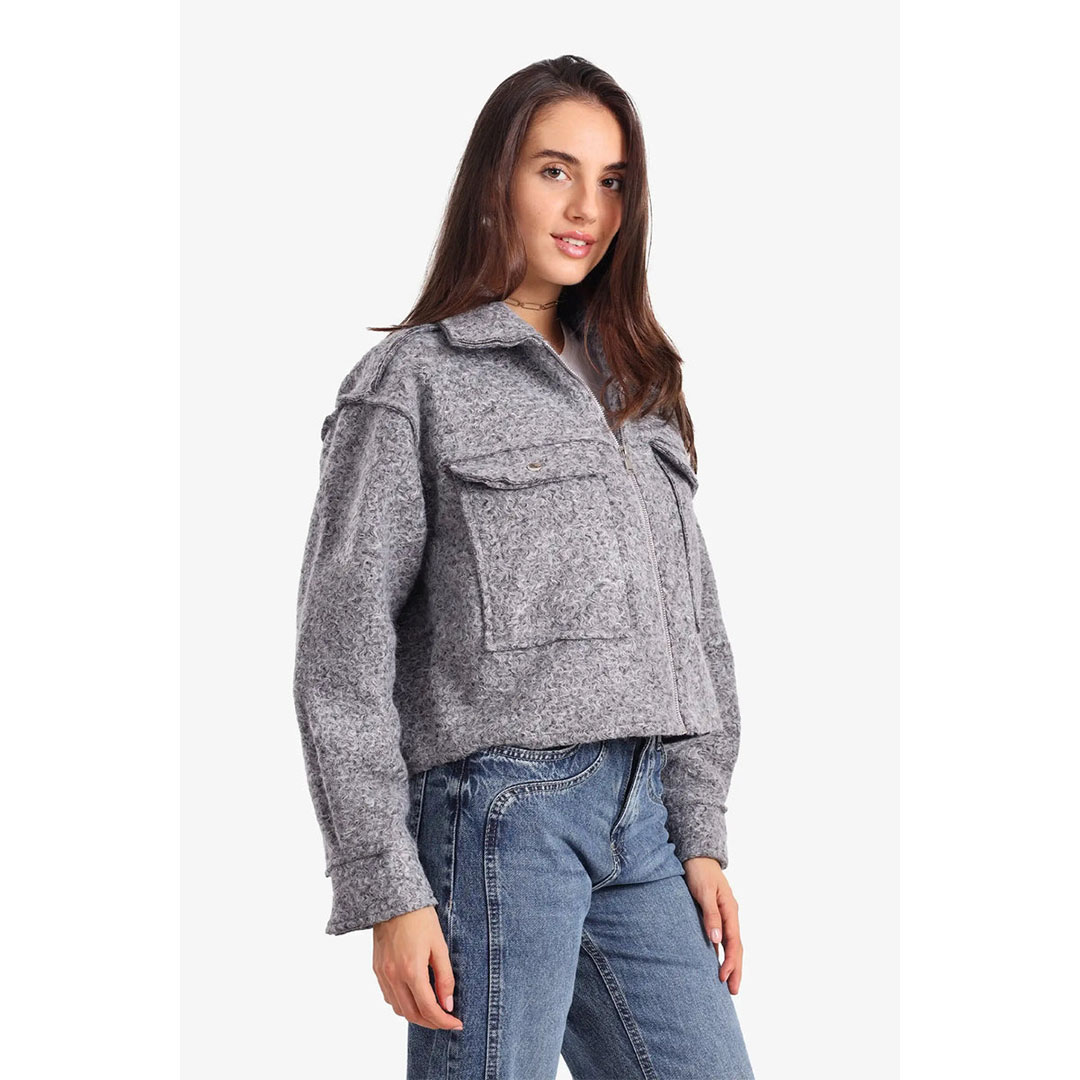 جاكيت قصير من الصوف بسحاب حريمي 58022