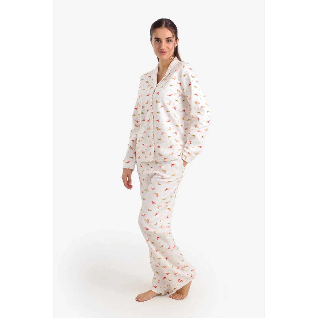 طقم بيجامة مطبوع عليه عيد الميلاد حريمي 58043