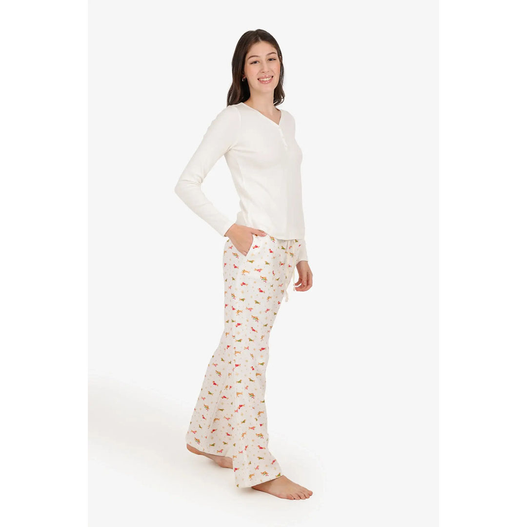 طقم بيجامة برقبة على شكل حرف V حريمي 58044