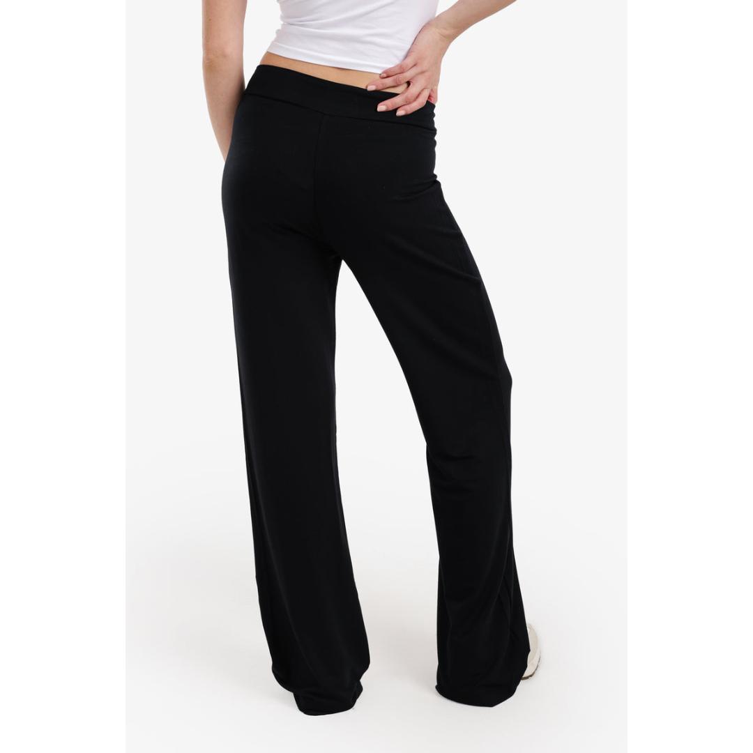 بنطلون قطن واسع الساقين بخصر عالي - 58354