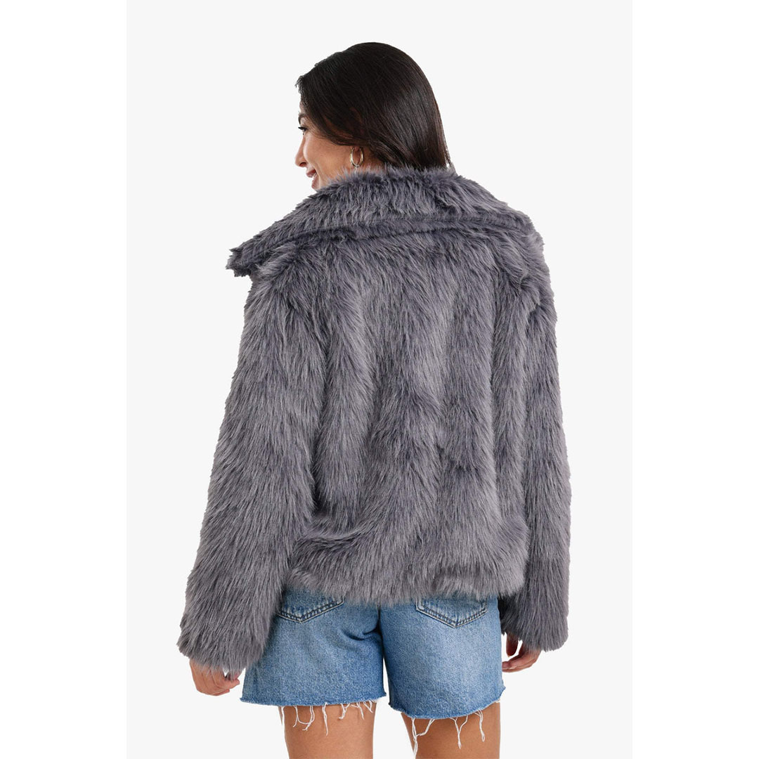 معطف شيربا مفتوح العنق حريمي - رمادي 57475