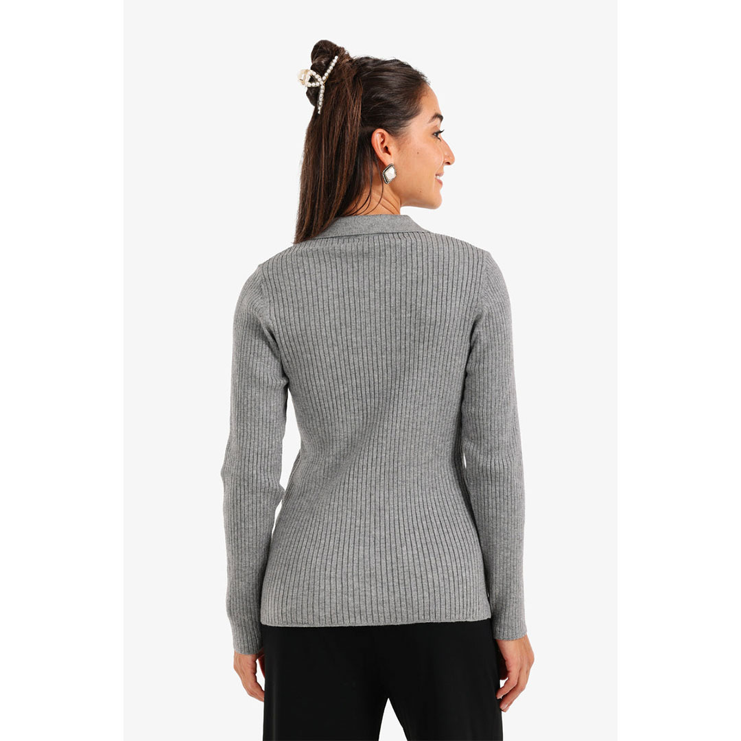 كارينا بلوفر تريكو مضلع مع ياقة حريمي 57528