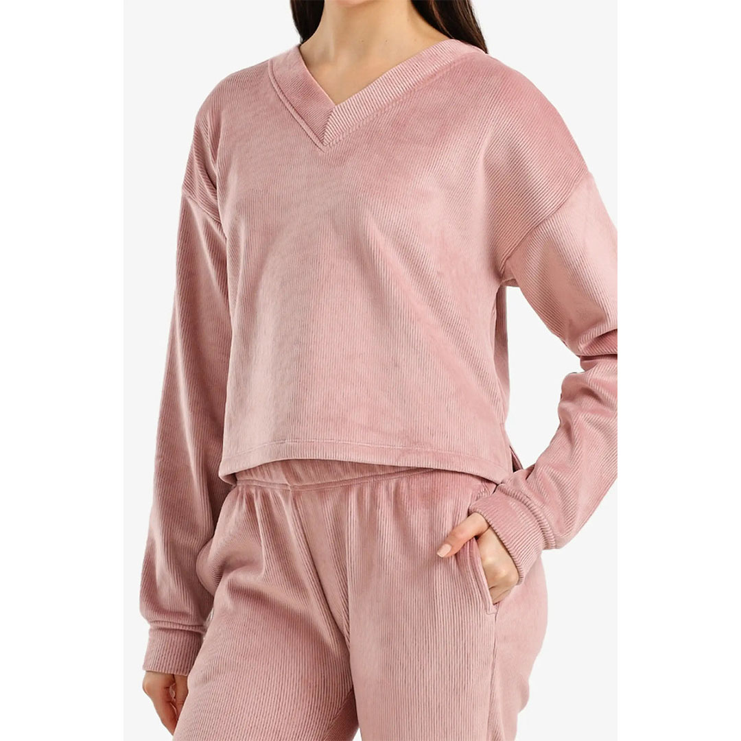 طقم بيجامة قطيفة مضلعة - 2 قطعة 57990