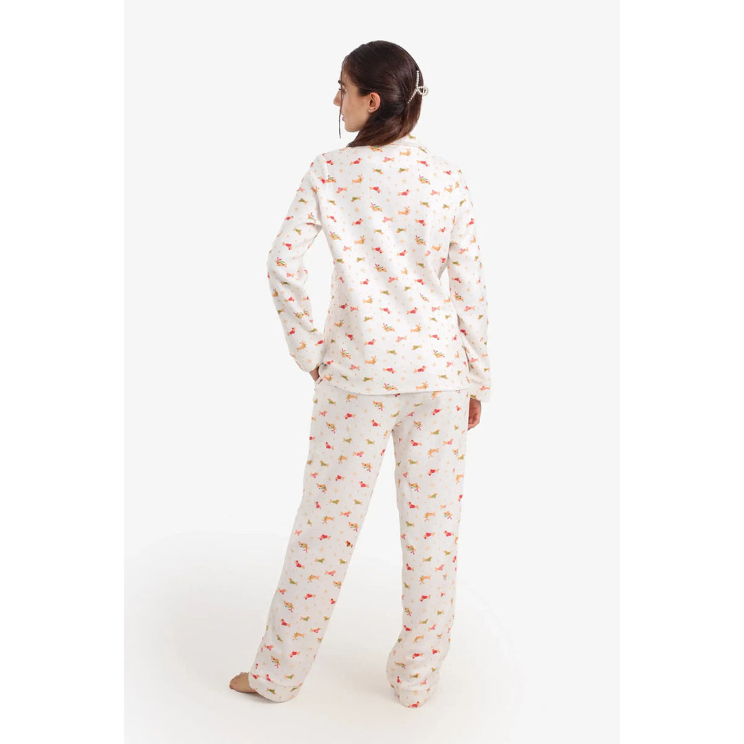 طقم بيجامة مطبوع عليه عيد الميلاد حريمي 58043