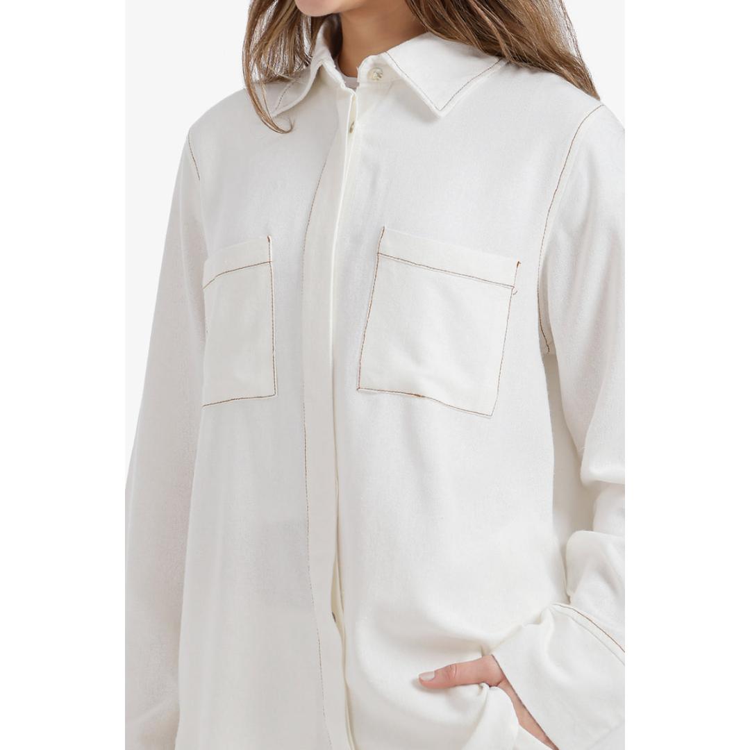 قميص كتان بكم حريمي  - 58631