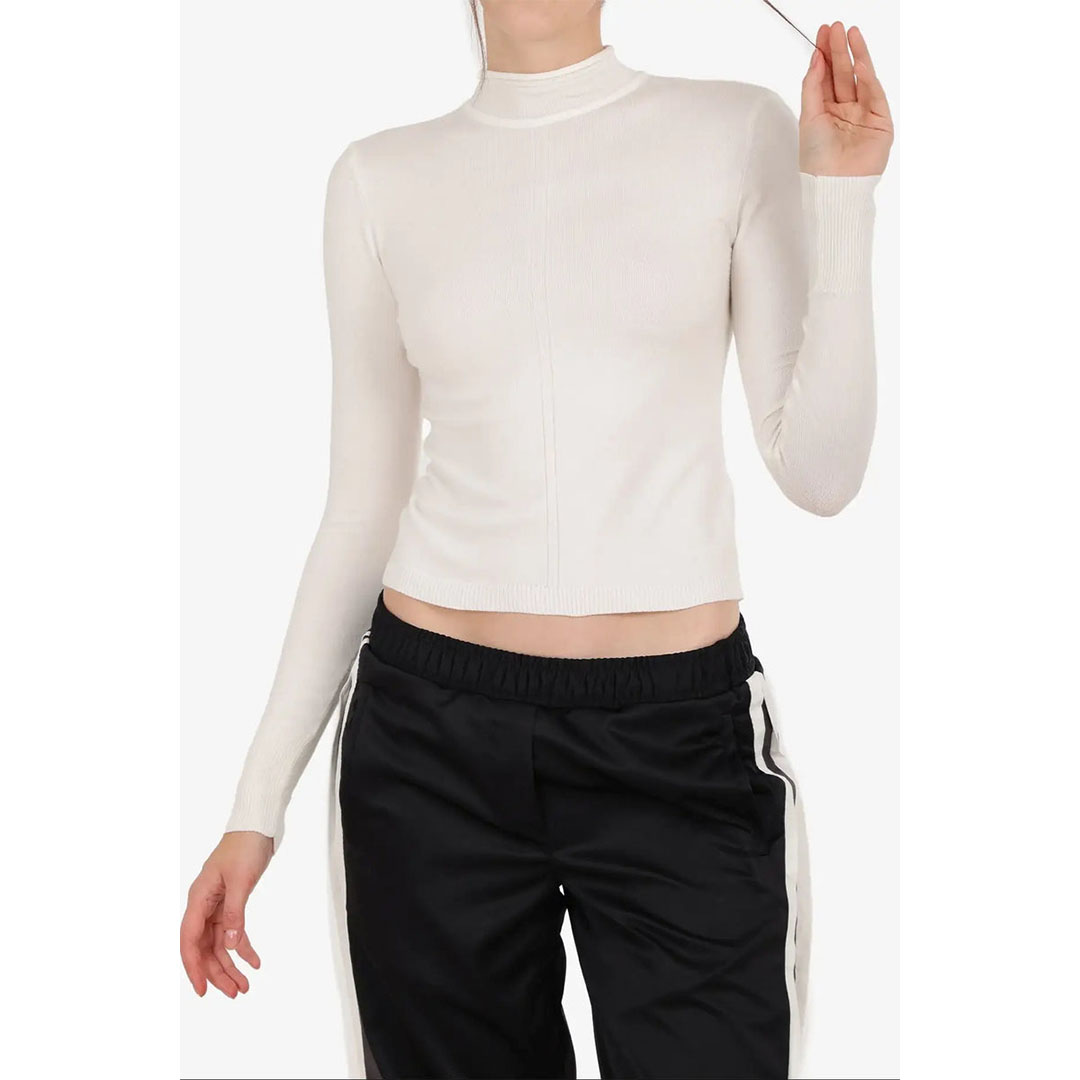 بلوزة رفيعة برقبة مرتفعة حريمي 57509