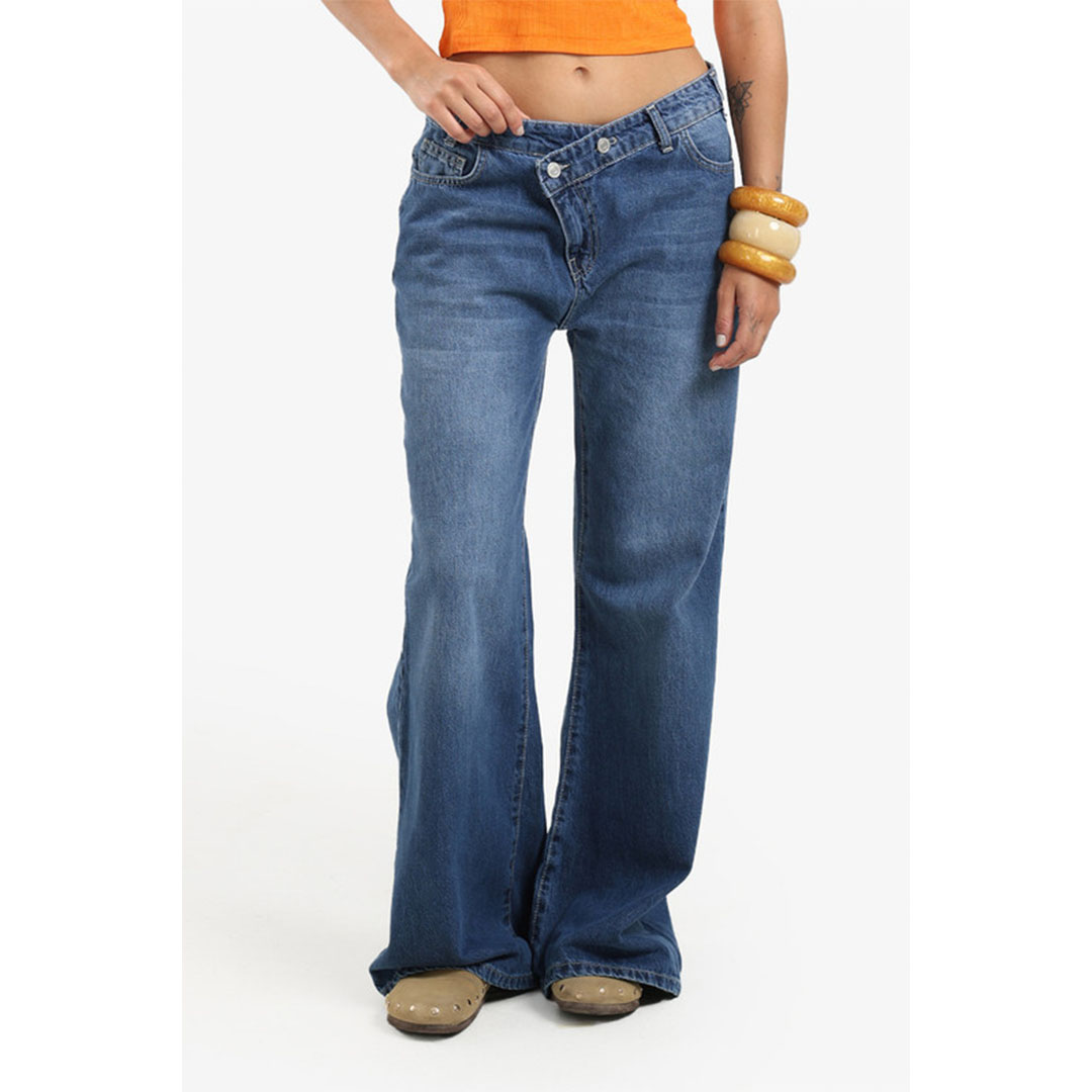 كارينا بنطلون جينز مستقيم الساق بخصر مرتفع 57663