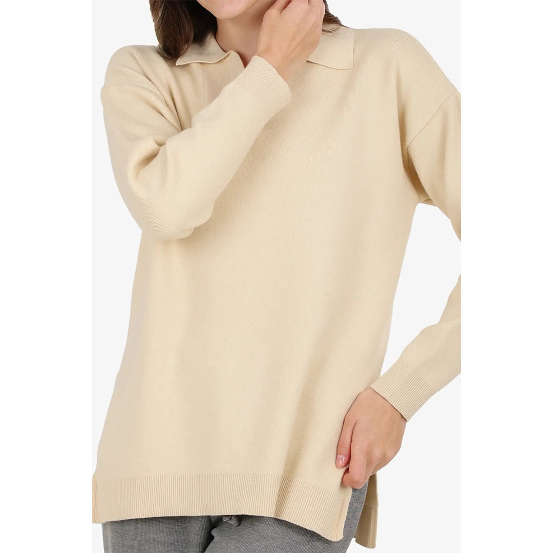 بلوفر مريح بفتحة جانبية حريمي من كارينا 57688